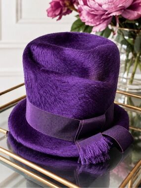 Designer Purple Derby Church Hat Helios Made in Italy Vintage Rare
